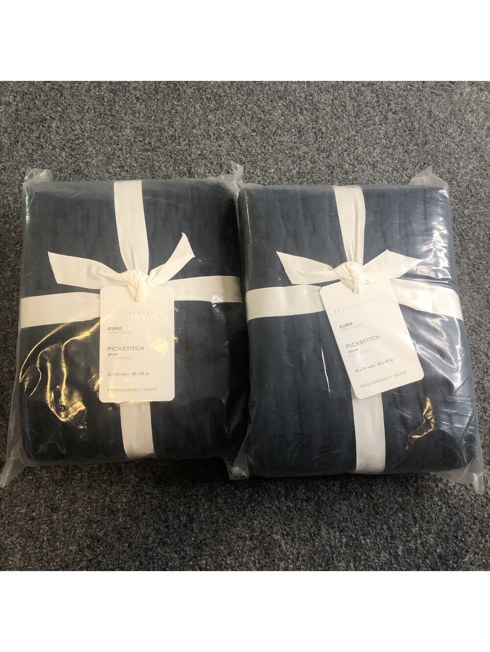 Pottery Barn Pick Stitch Lot of 2 Euro Shams 26x26in 66x66cm NEW